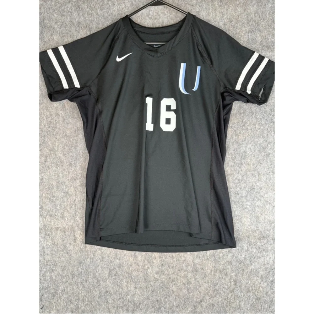 Nike Jersey Women's Size XL‎ Black Short Sleeve Logo V-Neck Athletic Pullover